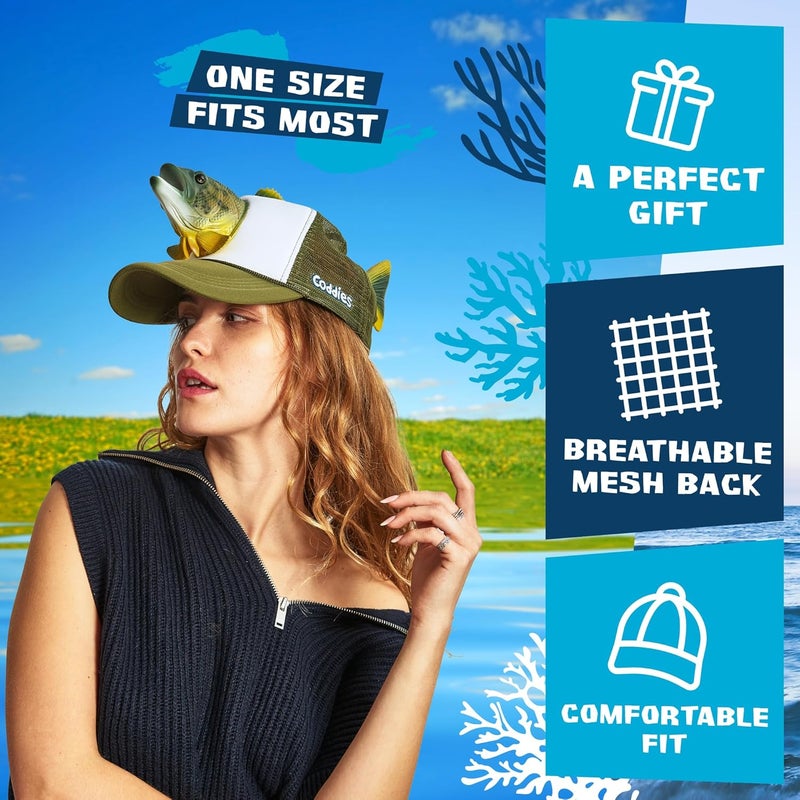 Coddies Bass Fish Hat - Hilarious Novelty Bass Fishing Hat, Perfect Gag Fishing Gift for Anglers, Dads & Fish Enthusiasts - Image 4